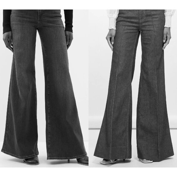 Anlo denim tab front ultra wide flare palazzo leg low rise jeans Sz 24 - Picture 9 of 9